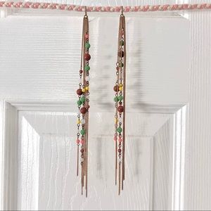 Long Dangle Chain and Bead Earrings